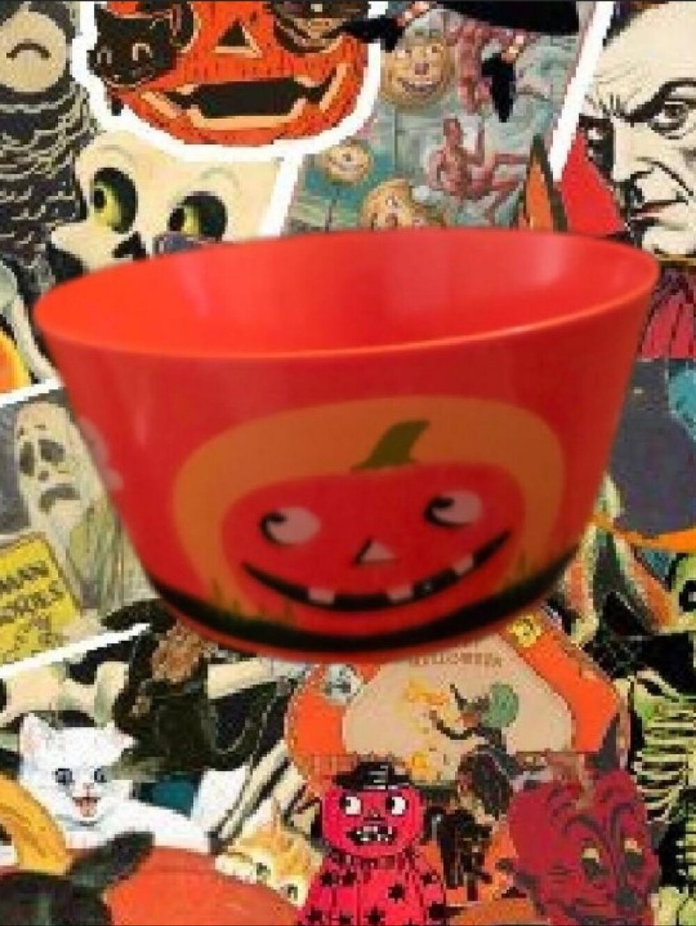 Vintage Halloween '80s '90s Small Orange Candy Bowl